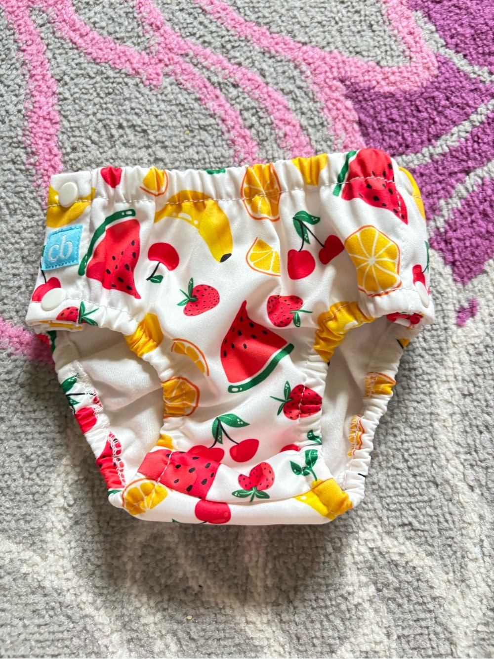 Charlie Banana Fruit Print “Banana Fiesta” Swim Diaper with Snaps 16-28 lbs